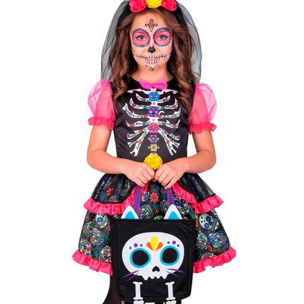 Tas trick-or-treat kat skelet detailopname – verkleedkleding