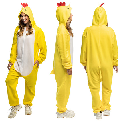 Gele pluche kippenoutfit unisex