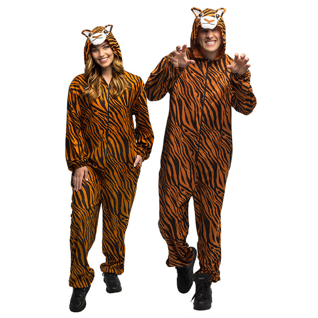 Bruin pluche tijgerpak volwassenen jumpsuit