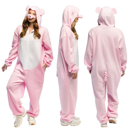 Roze pluche varken-outfit unisex