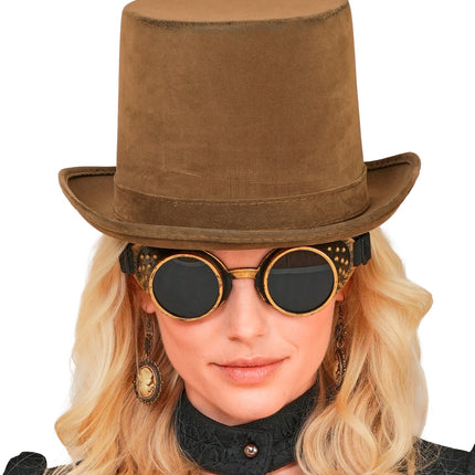Hoge hoed vintage suede bruin sfeerbeeld – hoeden
