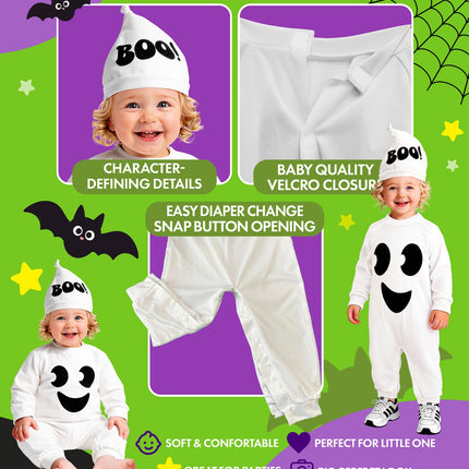 Spook jumpsuit kinderen met kapje detailopname – kostuum kinderen