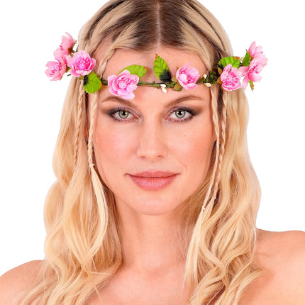 Tiara bloemen roze detailopname – kleding accessoires