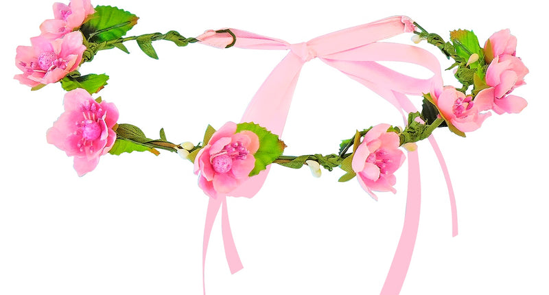 Tiara bloemen roze vooraanzicht – kleding accessoires