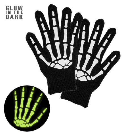 Skelet handschoenen glow-in-the-dark vooraanzicht – handschoenen