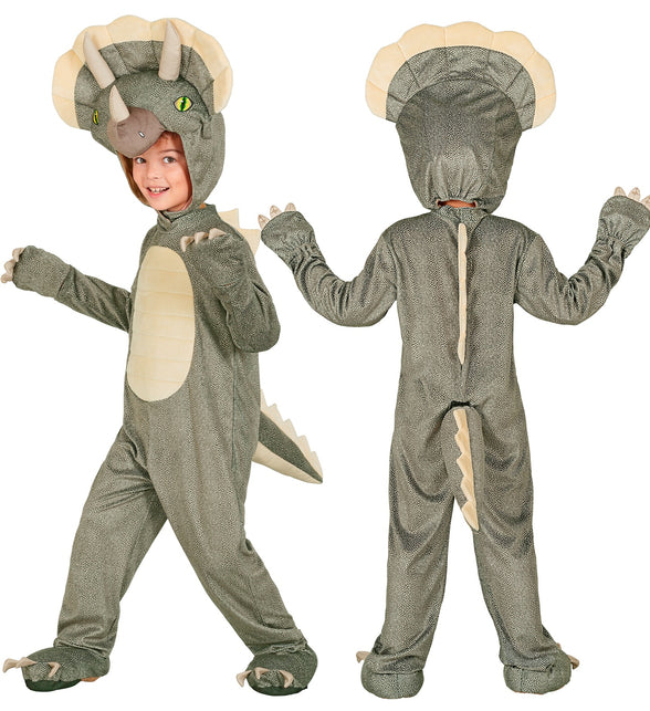 Triceratops dinopak voor en achter met sluiting op de rug en uitstekende staart
