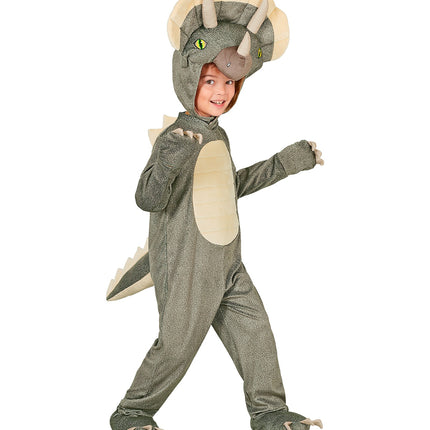 Triceratops jumpsuit voor jongens detailopname – kostuums