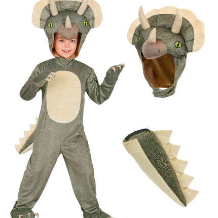Triceratops jumpsuit voor jongens zijaanzicht – kostuums