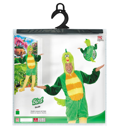 Groene vogel pluche pak compleet, zachte dieren onesie met kap en masker