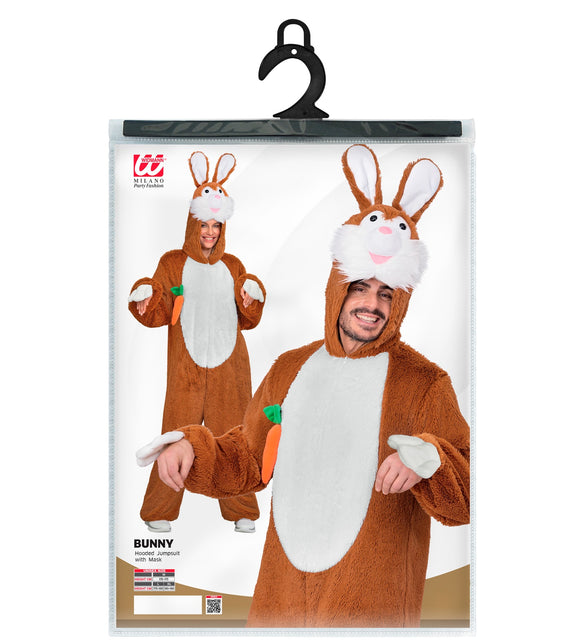Konijn in zacht pluche jumpsuit voor volwassenen sfeerbeeld – verkleedkleding