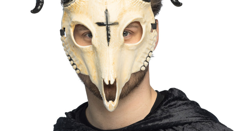 Crèmekleurig halfmasker Demon ram