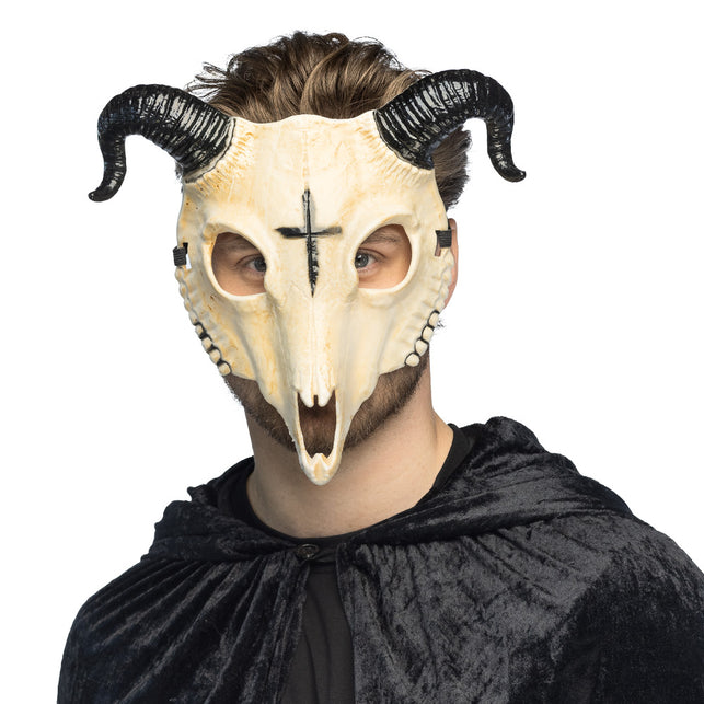 Crèmekleurig halfmasker Demon ram