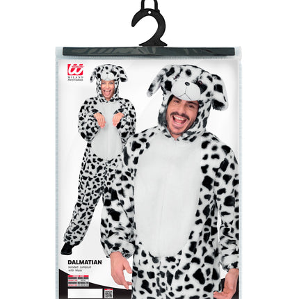 Dalmatier in zacht pluche jumpsuit voor volwassenen sfeerbeeld – verkleedkleding