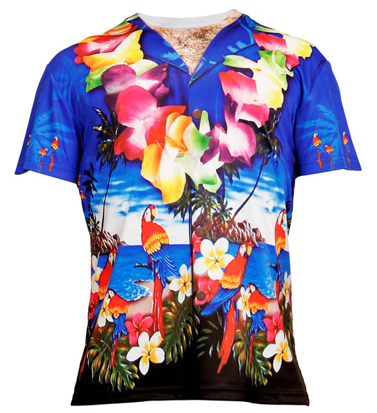 Hawaii 3D shirt gedragen, gespierde zomer fotoprint verkleedkleding heren