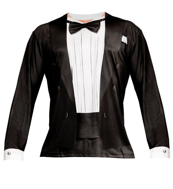 Smoking 3D shirt gedragen, chique pak fotoprint verkleedkleding heren