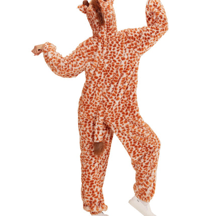 Achterzijde giraffe pak Gary met pluchen staart en manen op de capuchon