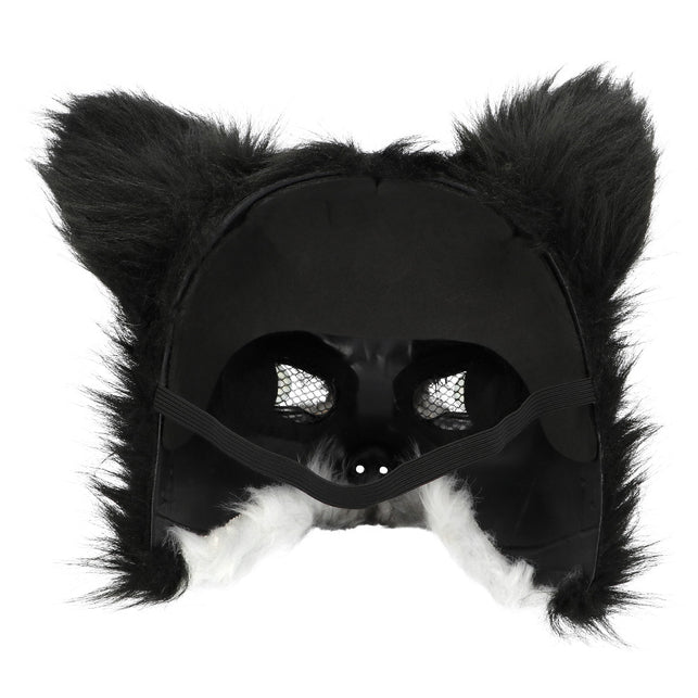 Binnenkant husky masker met gaas in de ooggaten en verstelbaar zwart elastiek