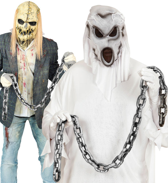 Boevenketting in de handen van twee horrorfiguren, geschikt voor Halloween