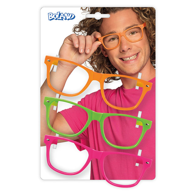 Boland 3 feestbrillen neon kleuren