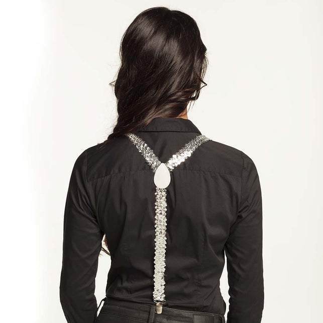 Boland Bretels Pailletten zilver