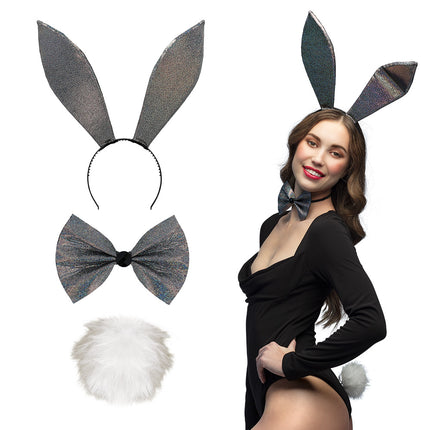 Boland Bunny Play verkleed set zwart glitter