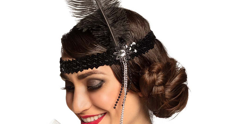 Boland Charleston hoofdband Flapper zwart
