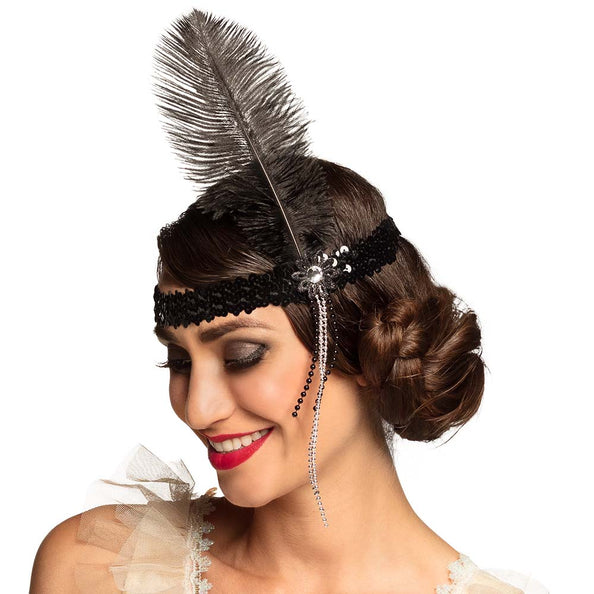 Boland Charleston hoofdband Flapper zwart