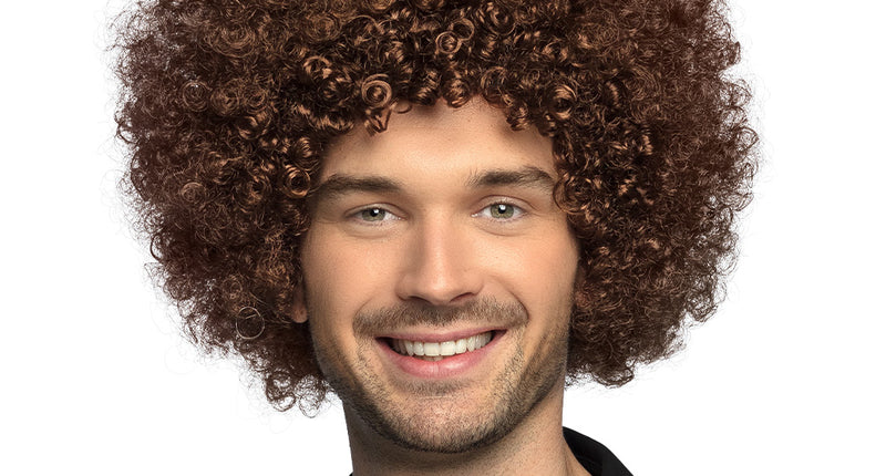 Boland Clown pruik afro krullen Groove bruin