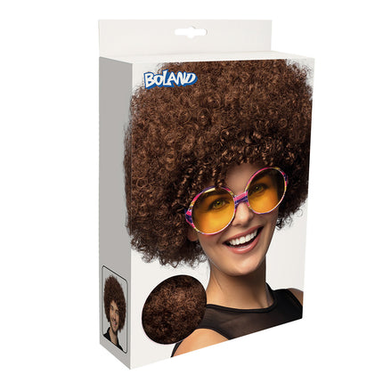 Boland Clown pruik afro krullen Groove bruin