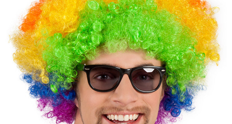 Boland Clown pruik afro krullen Groove regenboog