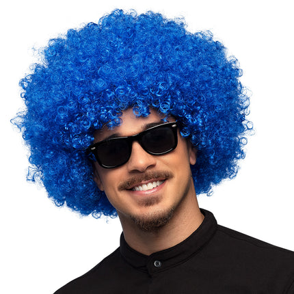 Boland Clown pruik krullen Groove blauw