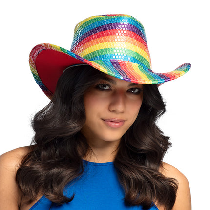 Boland Cowboyhoed regenboog pailletten Pride