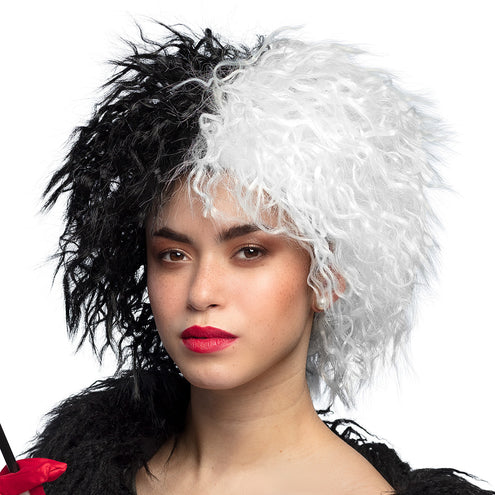 Boland Cruella de Vil pruik Ivy zwart wit