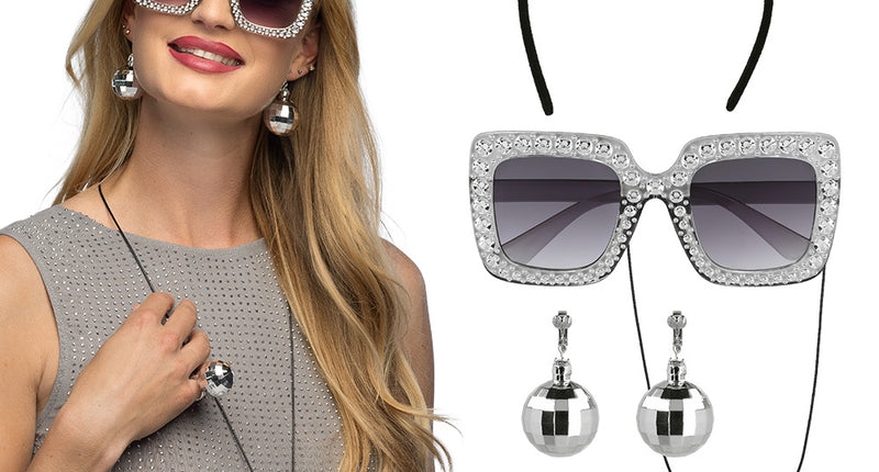 Boland Disco verkleed set zilver