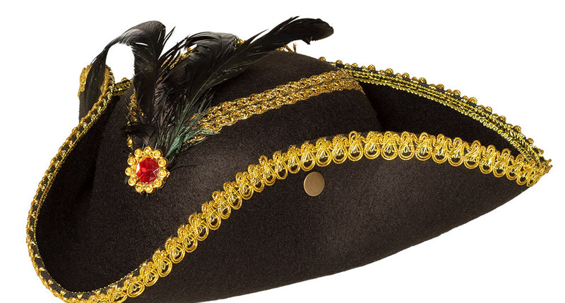 Boland Driesteek hoed zwart Admiraal Ruby Tricorn