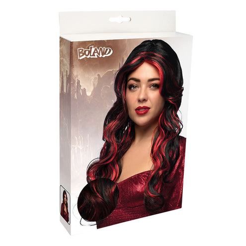 Boland Duivelin pruik lang zwart rood