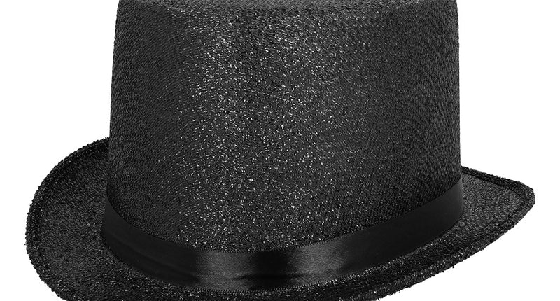 Boland Glitter hoge hoed zwart lurex