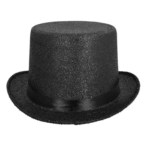Boland Glitter hoge hoed zwart lurex
