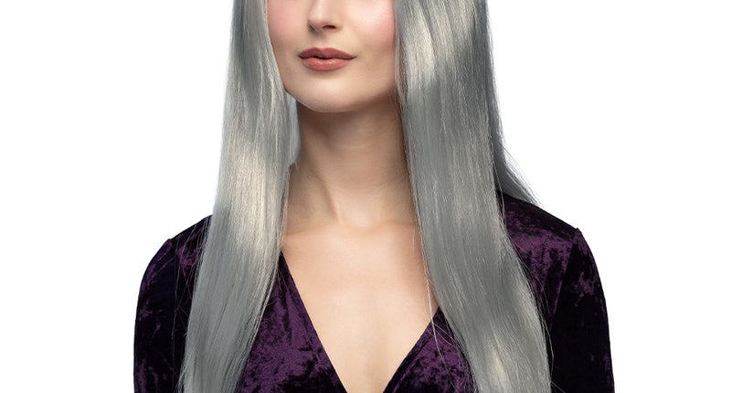 Boland Grijze pruik lang stijl haar heks