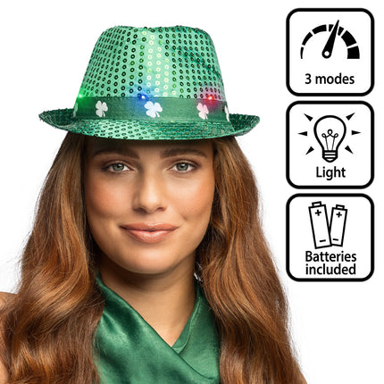Boland Groene LED hoed Shamrock (St. Patrick's Day)