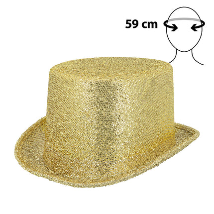Boland Hoed Showtime goud (glitter hoge hoed)