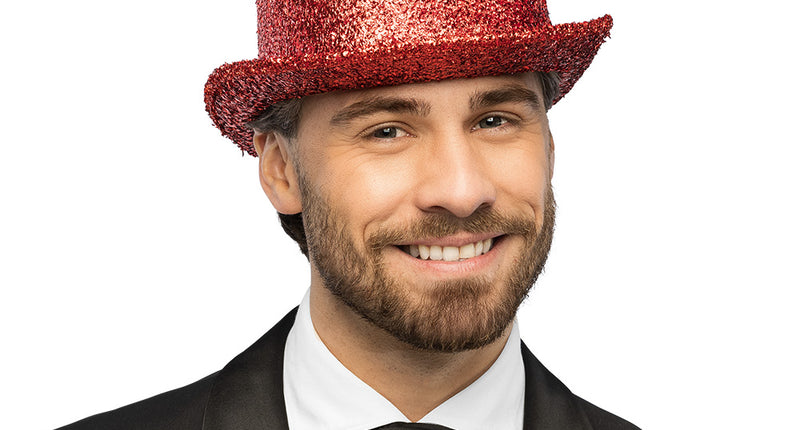Boland Hoed Showtime rood (glitter hoge hoed)