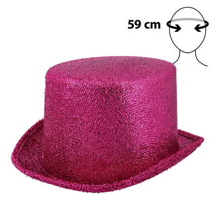 Boland Hoed Showtime roze (glitter hoge hoed)