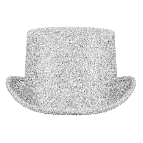 Boland Hoed Showtime zilver (glitter hoge hoed)