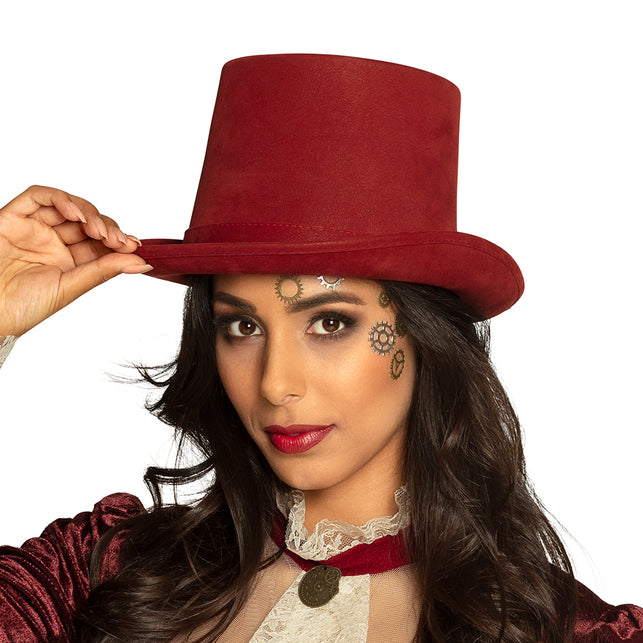 Boland Hoge hoed rood deluxe bordeaux