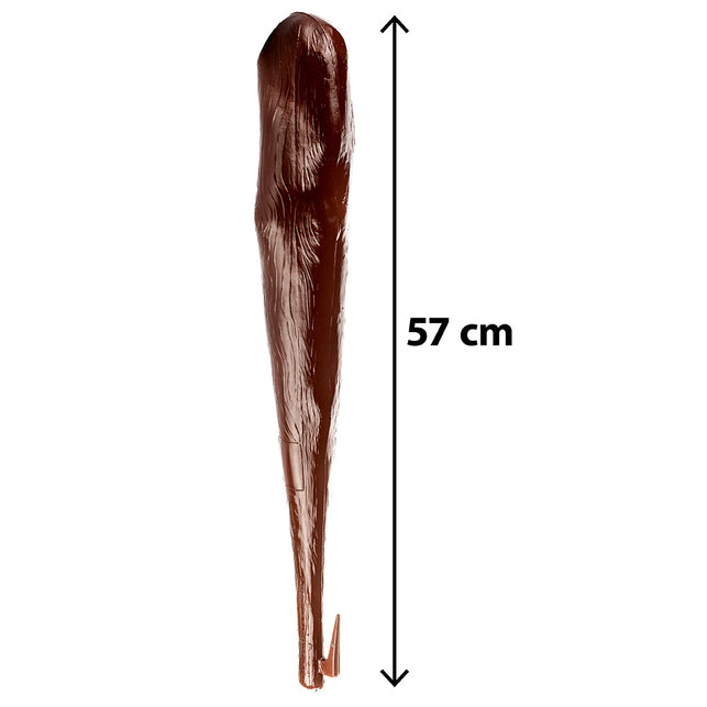 Holbewoner knots met maataanduiding van 57 cm, bruine caveman knuppel voor verkleedfeest