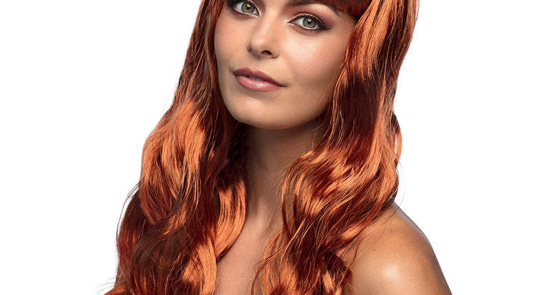 Boland Koper bruine pruik lang golvend haar Chique