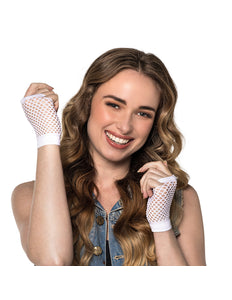 Boland Korte witte mesh handschoenen dames (pols)