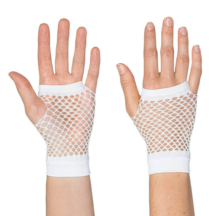 Boland Korte witte mesh handschoenen dames (pols)