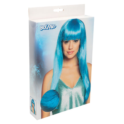 Boland Lange blauwe pruik Laguna